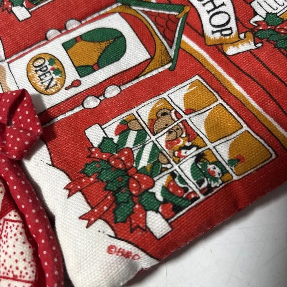 Vintage 80’s/90’s B&D Christmas Potholders Lot 4 RARE Toy Shop, Teddy, Bow Fruit